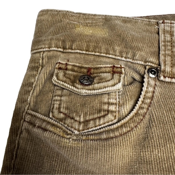 l.e.i. Brown Corduroy Pants Size 3 Double Button Front Distressed Flare Vintage - Picture 10 of 16